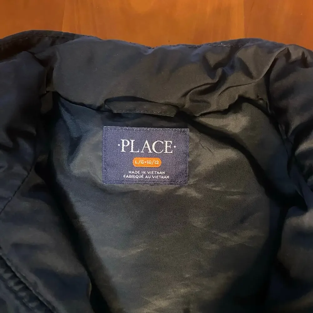 The Children's Place‎ black puffer full zip high neck youth coat SIZE L